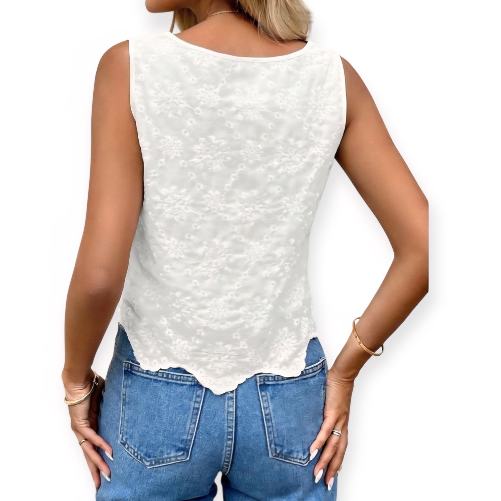 SHEIN White Floral Embroidered Tank Top - Picture 3 of 12